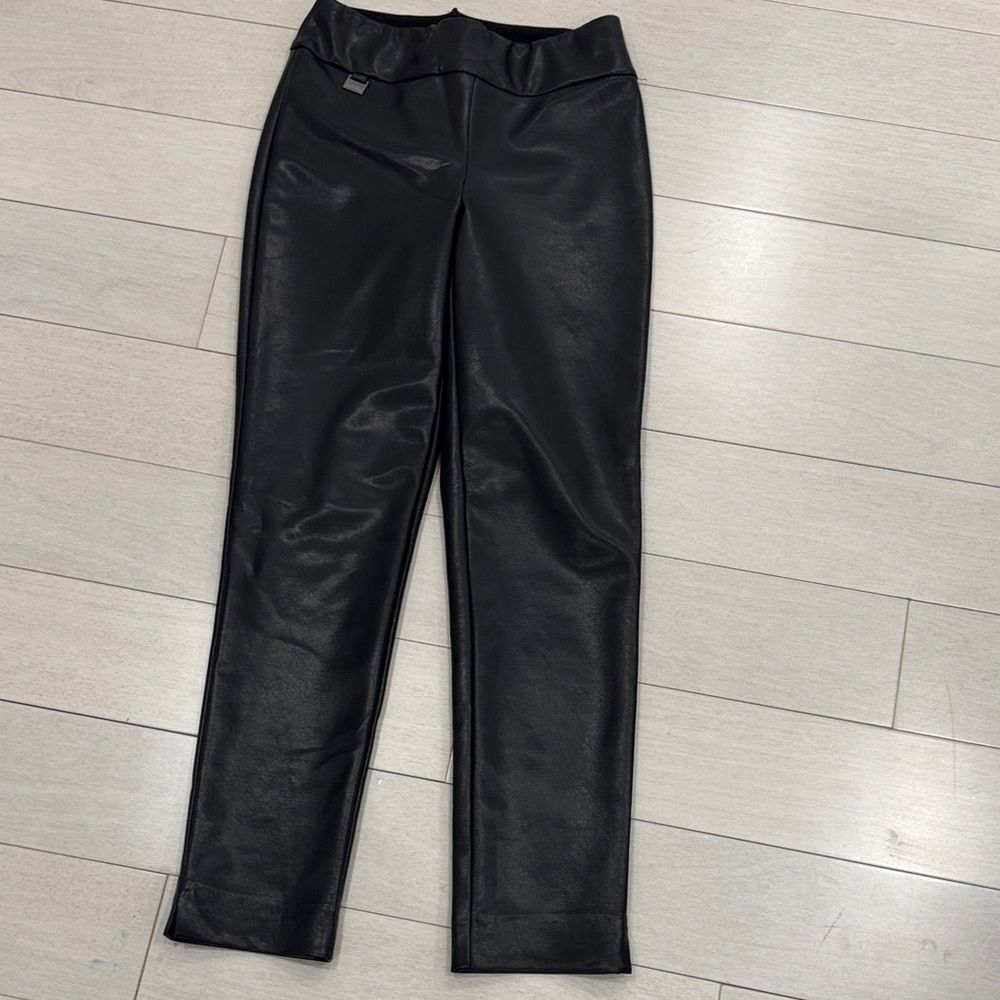 Joseph Ribkoff Black Faux Leather Trousers